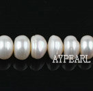 Pearl Beads, White, 12-13mm natural abacus shape, Sold per 15.7-inch strand