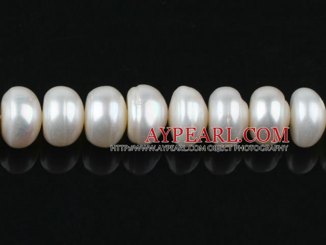 Pearl Beads, White, 12-13mm natural abacus shape, Sold per 15.7-inch strand