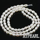 Pearl Beads, White, 3-3.5mm natural rice shape, Sold per 14.2-inch strand