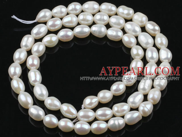 Pearl Beads, White, 4-4.5mm natural rice shape, Sold per 14.2-inch strand