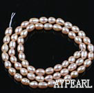 Pearl Beads, Pink, 4-4.5mm natural rice shape, Sold per 14.2-inch strand