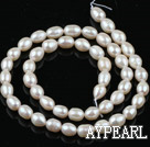 Pearl Beads, White, 5-6mm natural rice shape, Sold per 14.2-inch strand