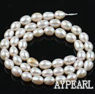 Pearl Beads, White, 5-6mm natural rice shape, Sold per 14.6-inch strand