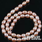 Pearl Beads, Pink, 5-6mm natural rice shape, Sold per 14.6-inch strand