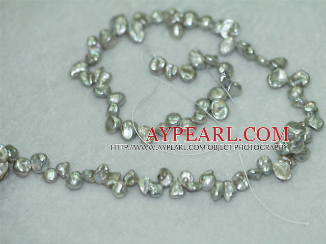 Freashwater pearl beads, grey,  5*7*9mm top-drilled keshi. Sold per 15.4-inch strand.