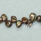 Freashwater pearl beads, brown,  5*7*9mm top-drilled keshi. Sold per 15.4-inch strand.