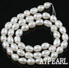 Pearl Beads, White, 6-7mm natural rice shape, Sold per 14.2-inch strand