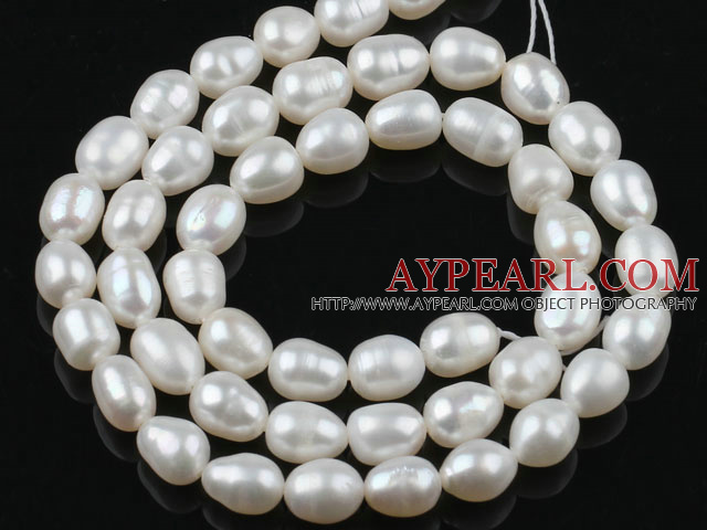 Pearl Beads, White, 6-7mm natural rice shape, Sold per 14.2-inch strand