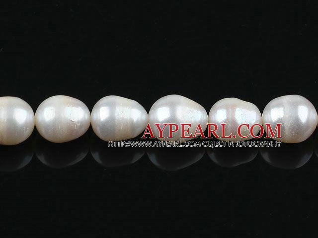 Pearl Beads, White, 11-12mm natural rice shape, Sold per 15.4-inch strand