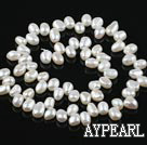 Pearl Beads, White, 7*9mm natural partial hole, potato shape, Sold per 14.6-inch strand