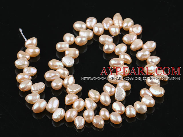 Pearl Beads, Pink, 7*9mm natural partial hole, potato shape, Sold per 14.6-inch strand