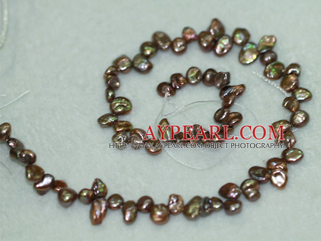 Freashwater pearl beads, brown,  5*7*9mm top-drilled keshi. Sold per 15.4-inch strand.