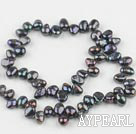 Pearl Beads, Black 7*9mm natural partial hole, potato shape, Sold per 14.6-inch strand