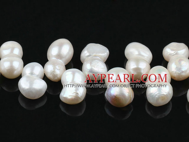 Pearl Beads, White, 10*18mm natural partial hole, peanut shape, Sold per 14.6-inch strand