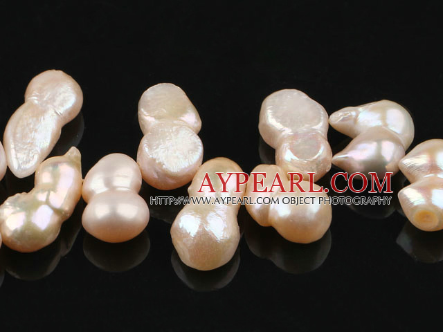 Pearl Beads, White, 10*18mm natural partial hole, peanut shape, Sold per 15-inch strand