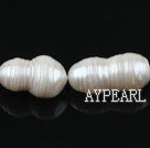 Pearl Beads, White, 12*20mm natural peanut shape, Sold per 14.8-inch strand