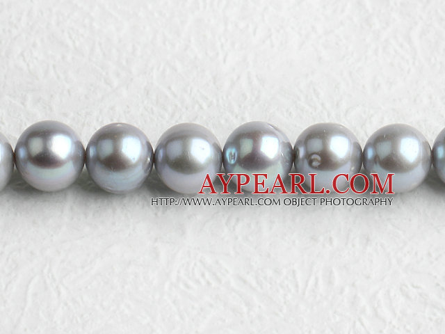 Pearl Beads, Grey, 10*11mm natural, Sold per 15.7-inch strand