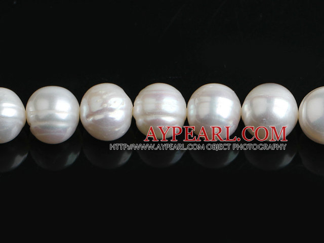 Pearl Beads, White, 11*12mm natural, Sold per 15.4-inch strand