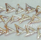 Freshwater pearl beads, purple, 5*30mm hollow triangle. Sold per 15.4-inch strand.