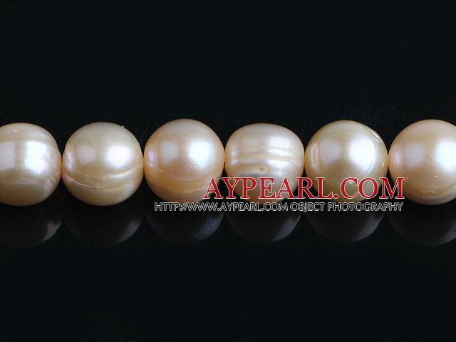 Pearl Beads, Pink, 11*12mm natural, Sold per 15.4-inch strand