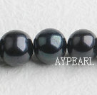 Pearl Beads, Black, 11-12mm natural, Sold per 15.7-inch strand