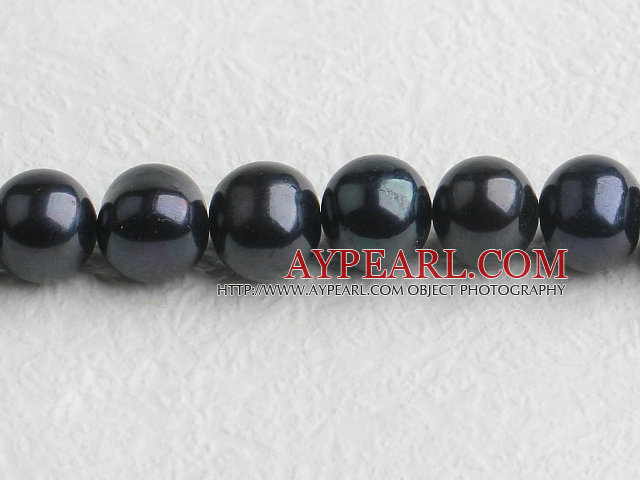 Pearl Beads, Black, 11-12mm natural, Sold per 15.7-inch strand