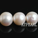 Pearl Beads, White, 11-12mm natural, Sold per 15.7-inch strand