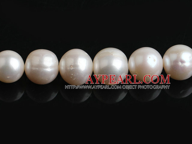 Pearl Beads, White, 11-12mm natural, Sold per 15.7-inch strand