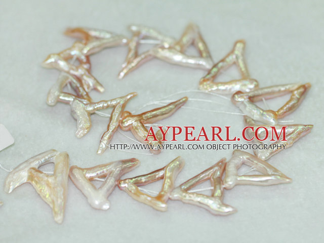 Freshwater pearl beads, purple, 5*30mm hollow triangle. Sold per 15.4-inch strand.