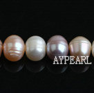 Freshwater Pearl Beads with Growth Grain, Natural White Pink Purple Color, 9-10mm, Nearly Round, Sold per 14.6-Inch Strand,9-10mm