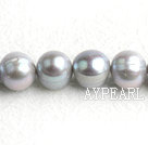 Freshwater Pearl Beads with Growth Grain, Gray, 9-10mm, Nearly Round, Sold per 14.6-Inch Strand,9-10mm