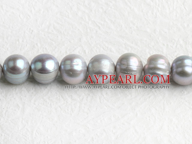 Pearl Beads, Grey, 9-10mm natural, Sold per 14.57-inch strand