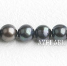 Freshwater Pearl Beads, Natural Black, 9-10mm, Round, Sold per 14.6-Inch Strand,9-10mm
