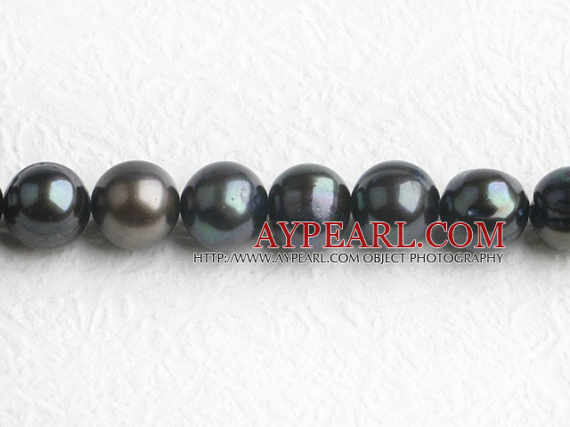 Pearl Beads, Black, 9-10mm natural, Sold per 14.57-inch strand