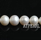 Pearl Beads, White, 8-9mm natural, Sold per 15-inch strand