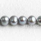 Pearl Beads, Grey, 8-9mm natural, Sold per 15-inch strand