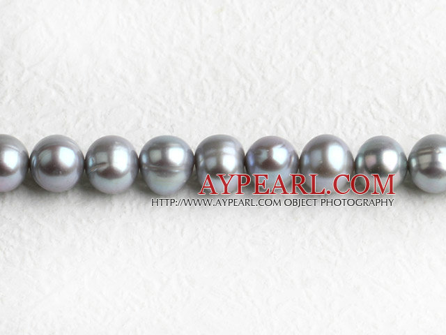 Pearl Beads, Grey, 8-9mm natural, Sold per 15-inch strand