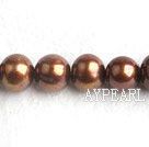 Pearl Beads, Brown, 8-9mm natural, Sold per 15-inch strand