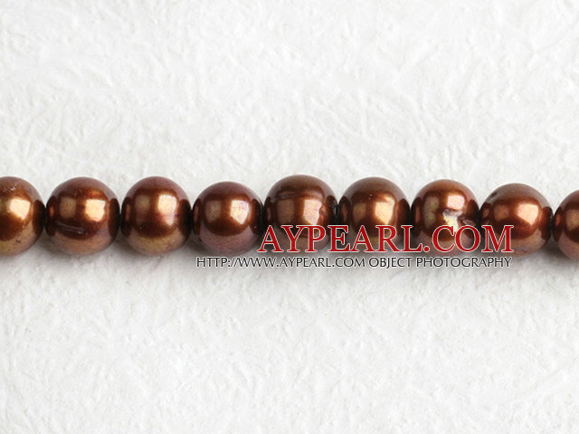 Pearl Beads, Brown, 8-9mm natural, Sold per 15-inch strand