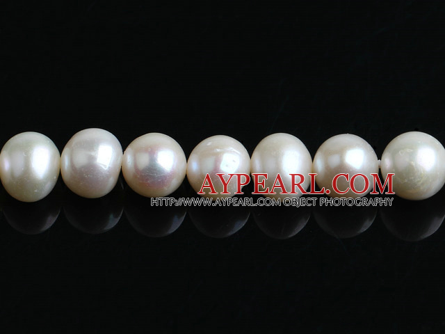 Pearl Beads, White, 9-10mm natural, Sold per 15-inch strand