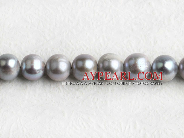 Pearl Beads, Grey, 9-10mm natural, Sold per 15-inch strand