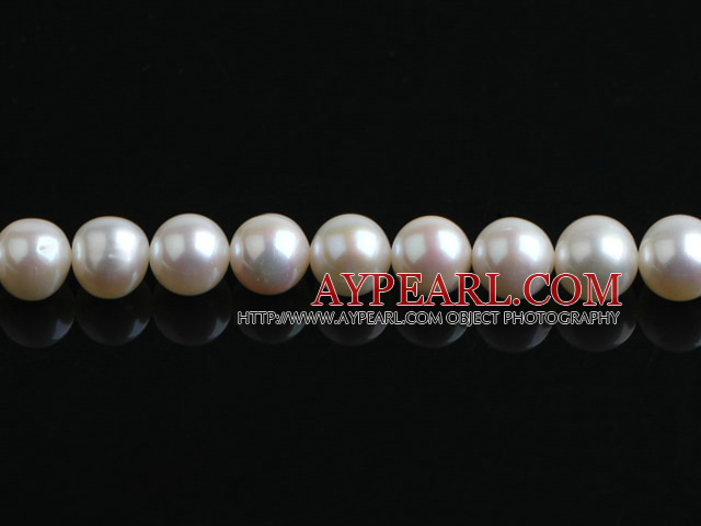Pearl Beads, White, 9-10mm natural, Sold per 15.7-inch strand