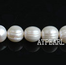 Pearl Beads, White, 10-11mm natural, Sold per 15.4-inch strand