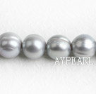 Pearl Beads, Grey, 10-11mm natural, Sold per 15-inch strand