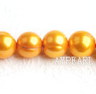 Pearl Beads, Yellow, 10-11mm dyed, Sold per 15.4-inch strand