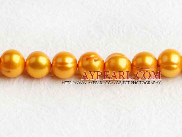 Pearl Beads, Yellow, 10-11mm dyed, Sold per 15.4-inch strand