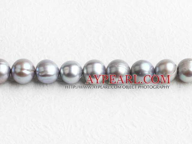 Pearl Beads, Grey, 10-11mm dyed, Sold per 15.4-inch strand