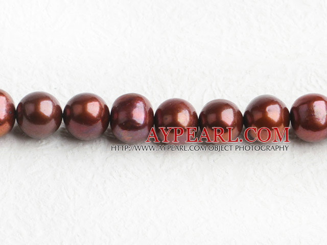 Pearl Beads, Brown, 10-11mm dyed, Sold per 15.4-inch strand