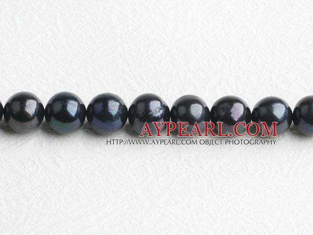 Pearl Beads, Black, 10-11mm natural, Sold per 15.4-inch strand