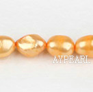 Pearl Beads, Dark Yellow, 8-9mm dyed baroque, Sold per 14.8-inch strand